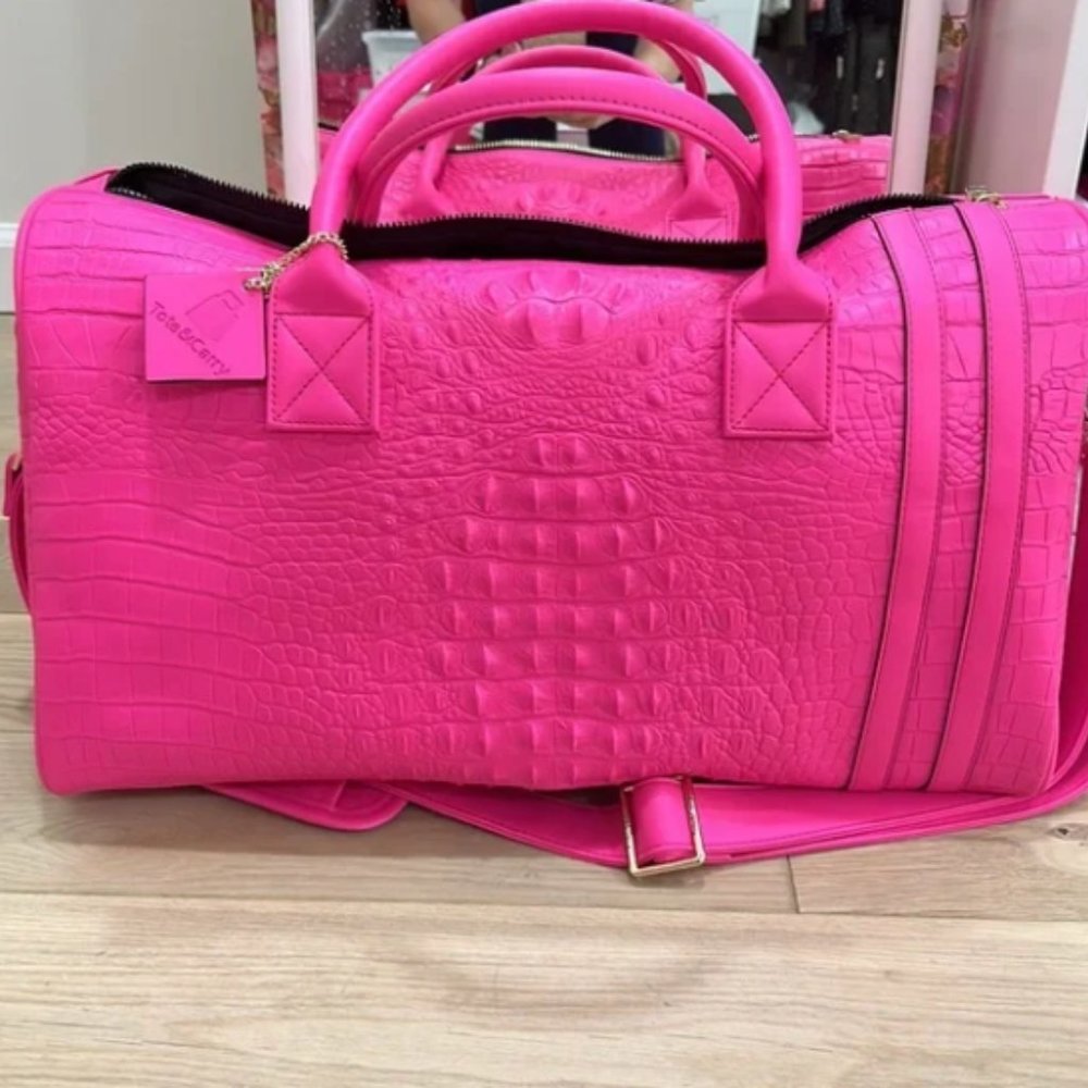 Super CUTE Tote & Carry Duffle Bag NEON PINK